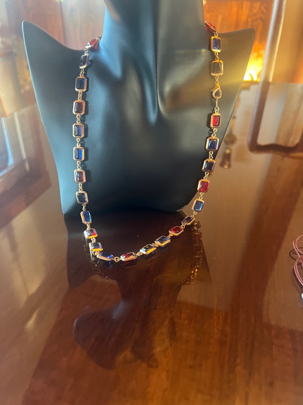Multicolor Faceted Glass Link Necklace - Elegant Women’s Jewelry